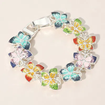 Fashnzfab Enamel Butterfly Metal Magnetic Link Bracelet - Multi, Silver