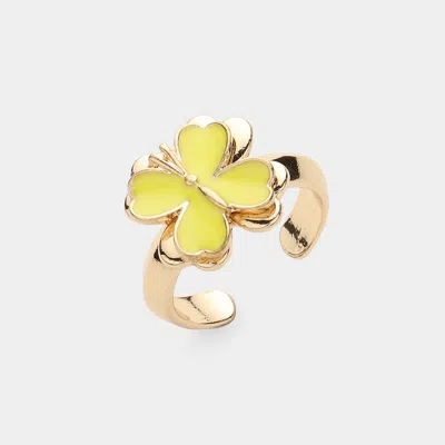 Fashnzfab Enamel Butterfly Ring In Yellow