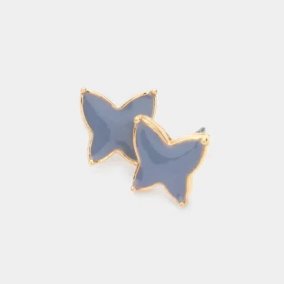 Fashnzfab Enamel Butterfly Stud Earrings - Gray In Blue