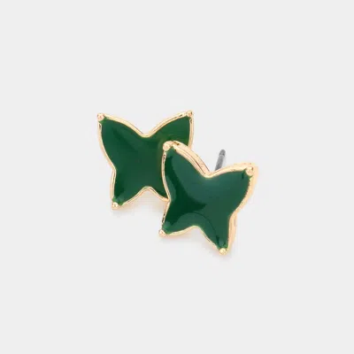 Fashnzfab Enamel Butterfly Stud Earrings - Green