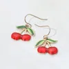 Fashnzfab Enamel Cherry Dangle Earrings In Multi
