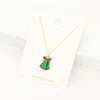 Fashnzfab Enamel Christmas Bell Pendant Necklace In Green