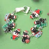 Fashnzfab Enamel Christmas Black Cat Link Magnetic Bracelet In Multi