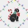 Fashnzfab Enamel Christmas Cat Pin Brooch In Black