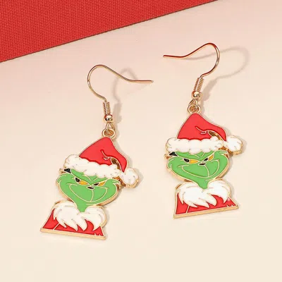 Fashnzfab Enamel Christmas Grinch Charm Drop Dangle Earrings In Multi