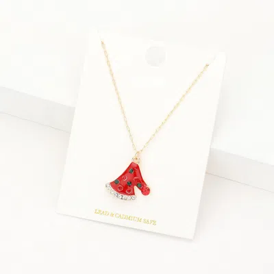 Fashnzfab Enamel Christmas Hat Pendant Necklace In Red