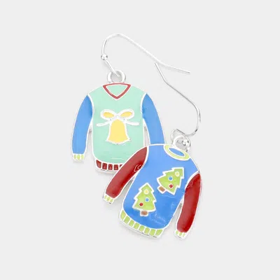 Fashnzfab Enamel Christmas Sweater Dangle Earrings In Multi