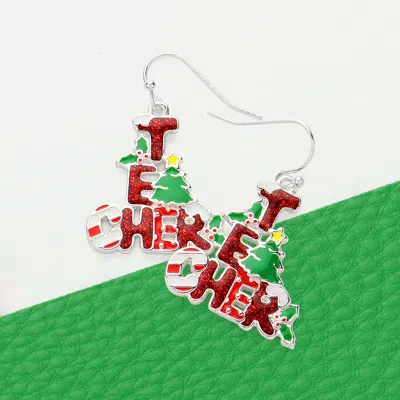 Fashnzfab Enamel Christmas Teacher Message Dangle Earrings In Multi