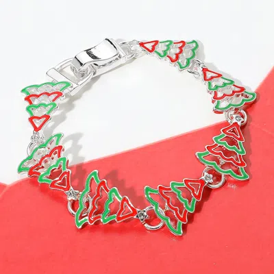 Fashnzfab Enamel Christmas Tree Link Magnetic Bracelet In Multi