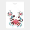 Fashnzfab Enamel Crab Pendant Pin Brooch Set In Red