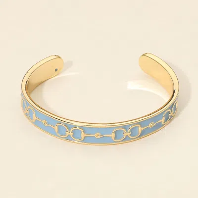 Fashnzfab Enamel Cuff Bracelet In Blue
