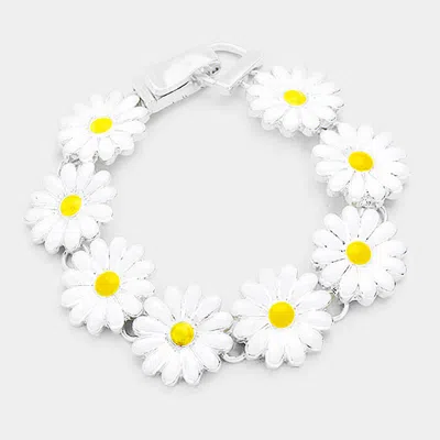 Fashnzfab Enamel Daisy Link Magnetic Bracelet In Multi