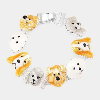 Fashnzfab Enamel Dog Metal Magnetic Link Bracelet In Silver