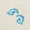 Fashnzfab Enamel Double Dolphin Dangle Earrings In Multi