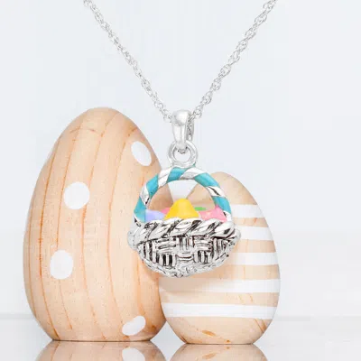 Fashnzfab Enamel Easter Egg Basket Pendant Necklace In Metallic