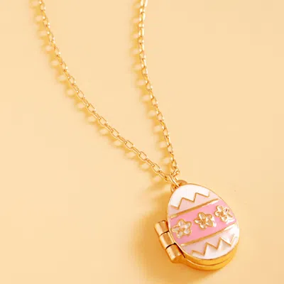 Fashnzfab Enamel Easter Egg Locket Pendant Necklace - Pink