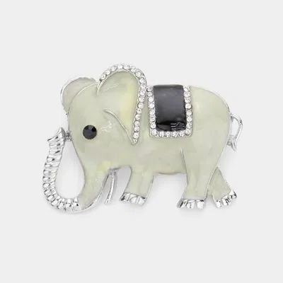 Fashnzfab Enamel Elephant Pin Brooch In Green