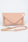 Fashnzfab Enamel Envelope Clutch In Brown