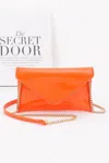 Fashnzfab Enamel Envelope Clutch In Orange