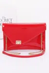 Fashnzfab Enamel Envelope Clutch In Red