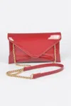 Fashnzfab Enamel Envelope Clutch In Red