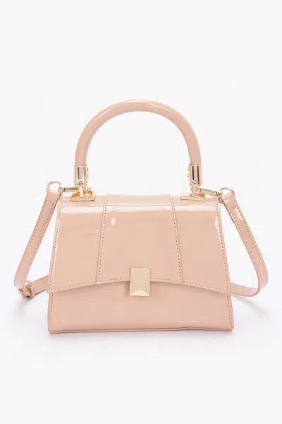 Fashnzfab Enamel Flap Crossbody Bag In Brown