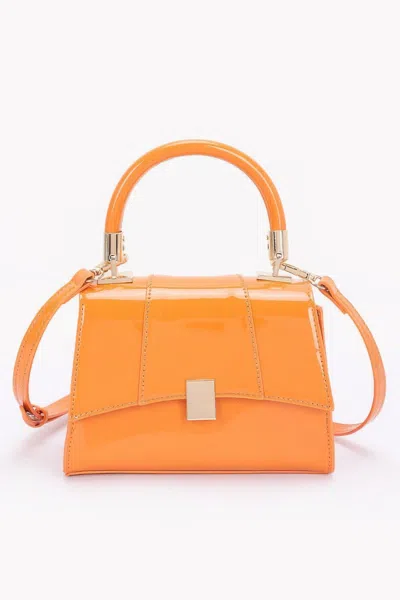 Fashnzfab Enamel Flap Crossbody Bag In Orange