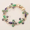 Fashnzfab Enamel Fleur De Lis Link Magnetic Bracelet In Gold