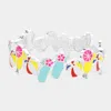 Fashnzfab Enamel Flip Flop Ball Cocktail Stretch Bracelet Multi In Multi