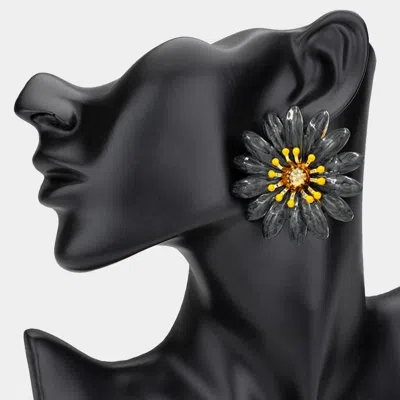 Fashnzfab Enamel Flower Earrings In Black