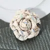 Fashnzfab Enamel Flower Number Five Pointed Tweed Flower Pin Brooch Hair Clip In Gold