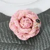 Fashnzfab Enamel Flower Number Five Pointed Tweed Flower Pin Brooch / Hair Clip In Pink
