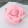 Fashnzfab Enamel Flower Pearl Embellished Fabric Flower Pin Brooch / Hair Clip In Red