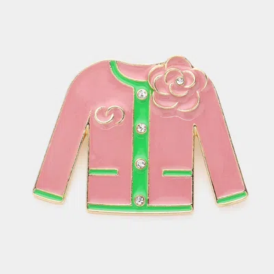 Fashnzfab Enamel Flower Pointed Jacket Pin Brooch In Pink