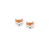 Fashnzfab Enamel Fox Face Stud Earrings In Orange