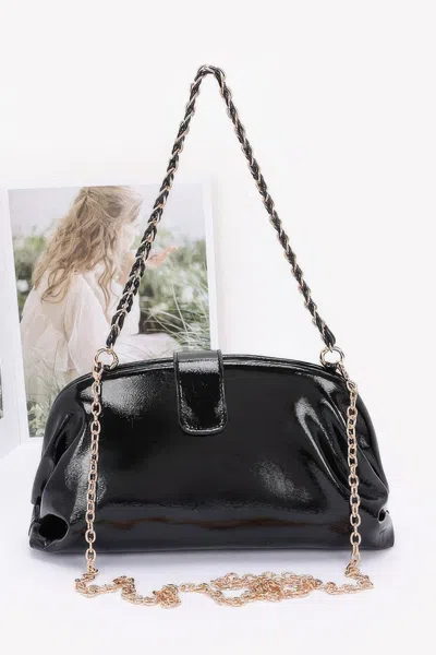 Fashnzfab Enamel Frame Shoulder Bag In Black