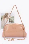 Fashnzfab Enamel Frame Shoulder Bag In Sand