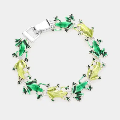 Fashnzfab Enamel Frog Link Magnetic Bracelet In Multi