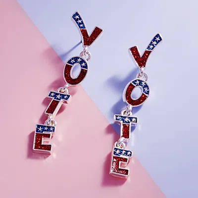 Fashnzfab Enamel Glittered Vote Message Link Dropdown Earrings In Multi