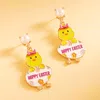 Fashnzfab Enamel Happy Easter Message Chick Egg Dangle Earrings In Yellow