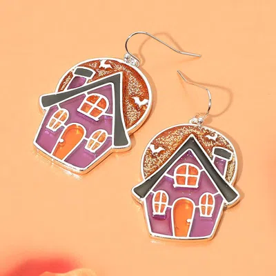 Fashnzfab Enamel Haunted House Dangle Earrings In Multi