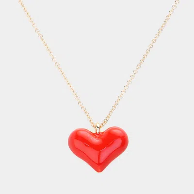 Fashnzfab Enamel Heart Pendant Necklace In Pattern