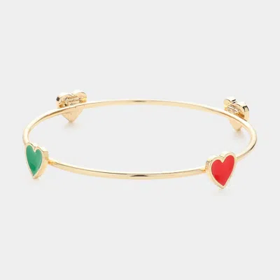 Fashnzfab Enamel Heart Pointed Bangle Bracelet In Gold