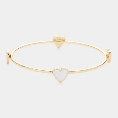Fashnzfab Enamel Heart Pointed Bangle Bracelet In Gold