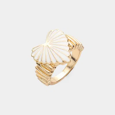 Fashnzfab Enamel Heart Ring In Gold