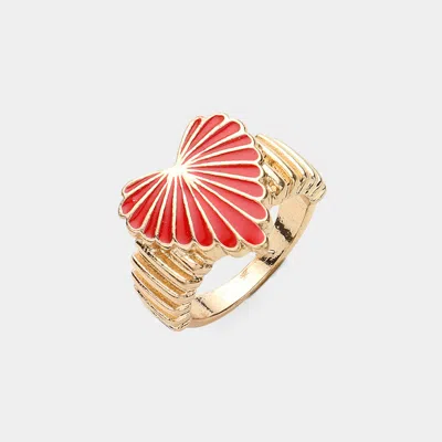 Fashnzfab Enamel Heart Ring In Gold