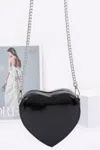 Fashnzfab Enamel Heart Shape Crossbody Bag In Black