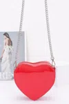 Fashnzfab Enamel Heart Shape Crossbody Bag In Red