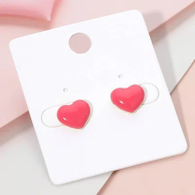 Fashnzfab Enamel Heart Stud Earrings In Multi