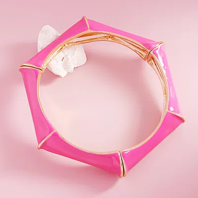 Fashnzfab Enamel Hexagonal Stretch Bangle Bracelet Pink